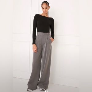Something Navy- Melange High Waisted Wide Leg Pants